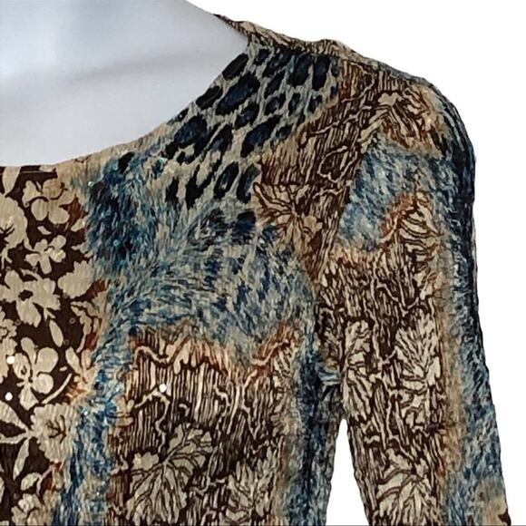 Vintage Alberto Makali Y2K Abstract Crinkle Scoop Neck Blouse Size Small - Picture 13 of 15